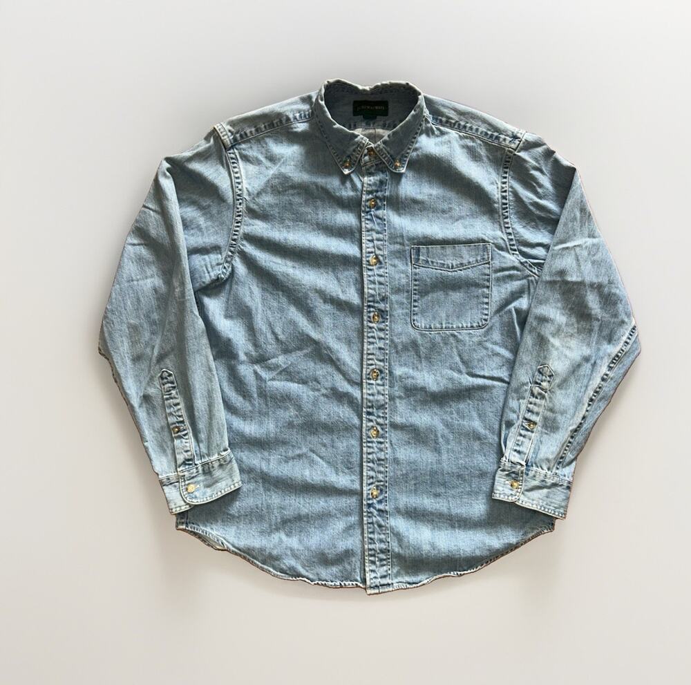 J.Crew Always Midweight Denim Shirt Light-Indigo Button Down Men's Size Med